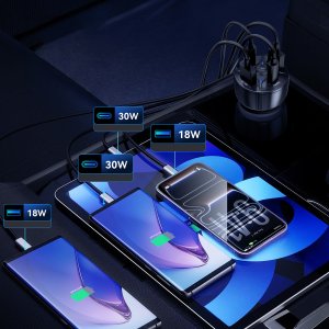 Ładowarka samochodowa Wozinsky WLS-04 60W 2xUSB-C 2xUSB-A - czarna 3