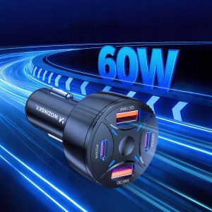 Ładowarka samochodowa Wozinsky WLS-04 60W 2xUSB-C 2xUSB-A - czarna 4