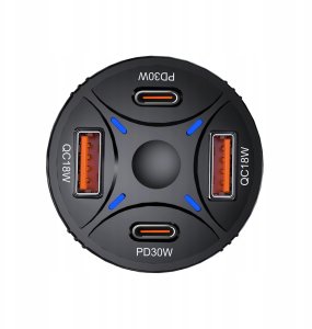 Ładowarka samochodowa Wozinsky WLS-04 60W 2xUSB-C 2xUSB-A - czarna 7