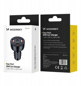 Ładowarka samochodowa Wozinsky WLS-04 60W 2xUSB-C 2xUSB-A - czarna 9