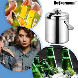 Wiaderko do lodu Heckermann 2L Pojemnik na kostki lodu z pokrywą + szczypce 11