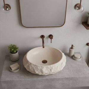 Umywalka nablatowa Rea Mika Warm Beige 5