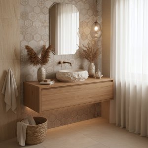 Umywalka nablatowa Rea Mika Warm Beige 6