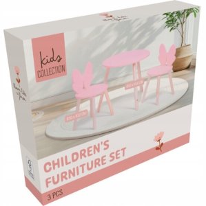 Home Styling Collection Zestaw mebli dziecięcych z różową kokardą, stolik + 2 krzesła 2