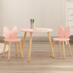 Home Styling Collection Zestaw mebli dziecięcych z różową kokardą, stolik + 2 krzesła 3