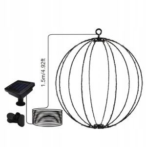 LAMPA SOLARNA WISZĄCA KULA 30CM 120 LED ZIMNY BIAŁY 3