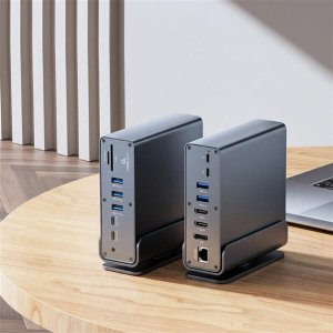 GEMBIRD Adapter wieloportowy USB typ CF 15w1 koncentrator USB AF-porty v.2x2 + v.3x3 typ CF + HDMIx2 + DisplayPort + PD + czytnik 2