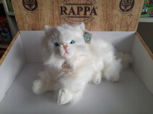 Rappa Pluszowa realistyczna maskotka Kot Perski biały leżący 30 cm 2