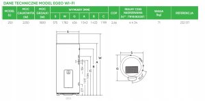 Powietrzna pompa ciepła do c.w.u. EGEO 200 l. ze zbiornikiem 4