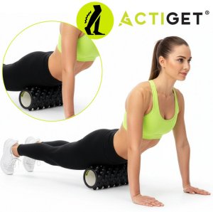 Roller do masażu z wypustkami, wałek piankowy, masażer średnio twardy, czarny UNIWERSALNY 14