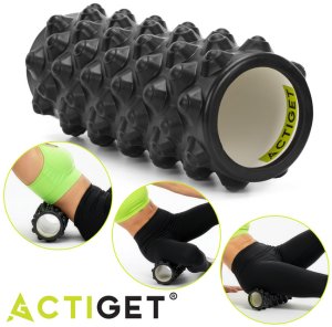 Roller do masażu z wypustkami, wałek piankowy, masażer średnio twardy, czarny UNIWERSALNY 15