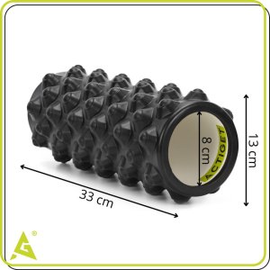 Roller do masażu z wypustkami, wałek piankowy, masażer średnio twardy, czarny UNIWERSALNY 16