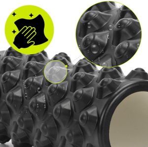 Roller do masażu z wypustkami, wałek piankowy, masażer średnio twardy, czarny UNIWERSALNY 2