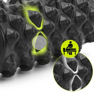 Roller do masażu z wypustkami, wałek piankowy, masażer średnio twardy, czarny UNIWERSALNY 3