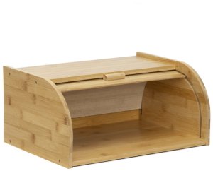 Chlebak bambusowy duży 38x28x18 cm zamykany szafka na pieczywo pojemnik z roletą UNIWERSALNY 3