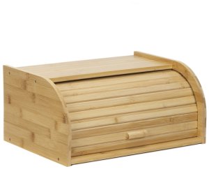 Chlebak bambusowy duży 38x28x18 cm zamykany szafka na pieczywo pojemnik z roletą UNIWERSALNY 4
