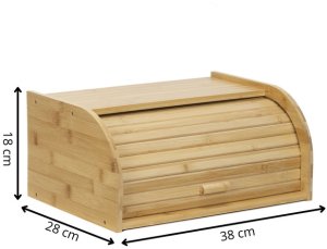 Chlebak bambusowy duży 38x28x18 cm zamykany szafka na pieczywo pojemnik z roletą UNIWERSALNY 10