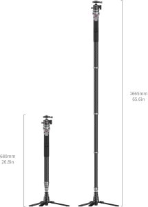 SmallRig Carbon Fiber Photography Monopod, 166.5 cm, 1/4, 3/8", Aluminium, Carbon fibre, Plastic, Black 2