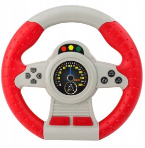 LeanToys Kierownica Interaktywna Symulator Jazdy Światła Dźwięki Czerwona 2