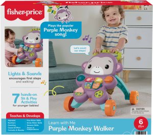 Fisher Price Fisher-Price Fioletowa Małpka Interaktywny Chodzik 6