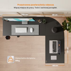 Biurko SENSE7 Rong narożne czarne 4