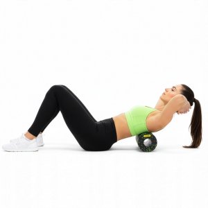 Roller do masażu, ćwiczeń, wałek piankowy średnio twardy czarno-zielony UNIWERSALNY 3