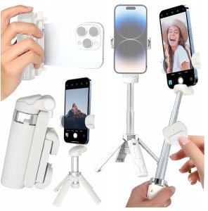 Selfie Stick Mini Tripod stabilny kompaktowy lekki Kijek do Selfie i Statyw Rozkładany 360 z Pilotem Bluetooth 10m, Stojak do Z 11