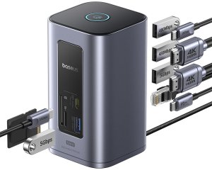 Baseus Air Spacemate 12w1 USB-C | 2xHDMI 4K@60Hz | 2xUSB-C 10Gb/s | 2xUSB-A 5Gb/s | 2xUSB-A (480Mb/s) |RJ45 | SD/microSD | 3.0 USB-C (PD) - szara 2