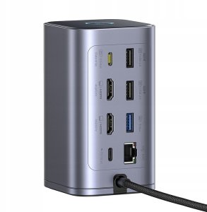 Baseus Air Spacemate 12w1 USB-C | 2xHDMI 4K@60Hz | 2xUSB-C 10Gb/s | 2xUSB-A 5Gb/s | 2xUSB-A (480Mb/s) |RJ45 | SD/microSD | 3.0 USB-C (PD) - szara 3