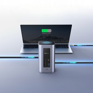 Baseus Air Spacemate 12w1 USB-C | 2xHDMI 4K@60Hz | 2xUSB-C 10Gb/s | 2xUSB-A 5Gb/s | 2xUSB-A (480Mb/s) |RJ45 | SD/microSD | 3.0 USB-C (PD) - szara 8