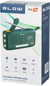 77-559# Radio przenośne analogowe am/fm/dab/bt blow ra19 solarne na korbkę 55