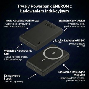 Powerbank Eneron 20W Bezprzewodowy Magnetyczny do MagSafe 10000 mAh Czarny (PB-20W-10K-B) 9