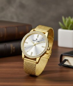 Zestaw damski zegarek Daniel Klein CORINA 13696-2 złoty st + bransoletka 3