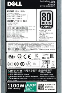 DELL 1100W Epp 80+ Platinum PSU, 9TMRF 4