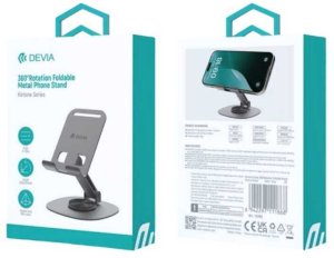 Devia uchwyt podstawka EL243 do telefonu tableta składana z rotacją 360 szara metalowa 2