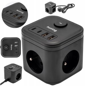Huslog Przedłużacz kostka z USB 6