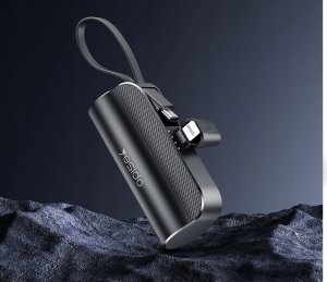 Yesido Powerbank YP68 5 000 mAh 12W + kabel USB-C, złącze Lightning, CZARNY 5