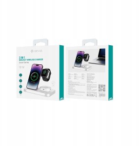 Devia ładowarka indukcyjna 3w1 Smart 15W biała z lampką 2