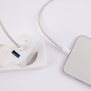 Forever ładowarka sieciowa PD QC TC-07-30AC 1x USB-C 1x USB 30W biała + kabel USB-C - USB-C 60W 3