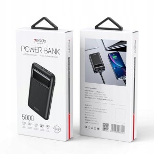 Powerbank Yesido Yesido Powerbank YP33 5 000 mAh LED, 2xUSB + USB-C + MicroUSB, BLACK / CZARNY 2
