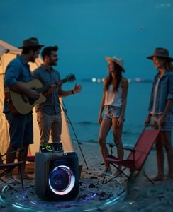 Zestaw Karaoke 400W Głośnik Bluetooth + 2 Mikrofony Bezprzewodowe LED 2