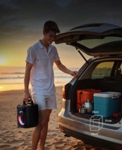 Zestaw Karaoke 400W Głośnik Bluetooth + 2 Mikrofony Bezprzewodowe LED 3