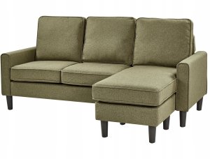 Sofa 3-osobowa z otomaną zielona AVESTA 10