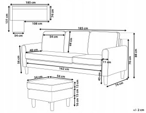 Sofa 3-osobowa z otomaną złoty brąz AVESTA 3