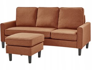 Sofa 3-osobowa z otomaną złoty brąz AVESTA 8