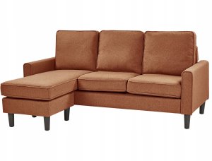 Sofa 3-osobowa z otomaną złoty brąz AVESTA 9