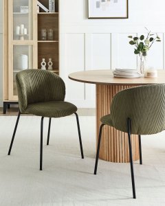 Zestaw 2 krzeseł do jadalni MILES Sztruks Oliwkowy 2
