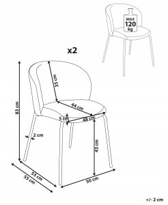 Zestaw 2 krzeseł do jadalni MILES Sztruks Oliwkowy 3