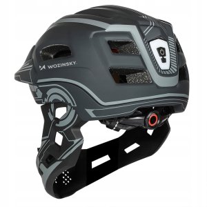 Kask rowerowy fullface dziecięcy Wozinsky z tylną lampką USB S - szary 3