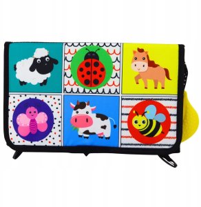 LeanToys Mata Edukacyjna Sensoryczna Kontrastowa Z Lusterkiem Dla niemowląt 3